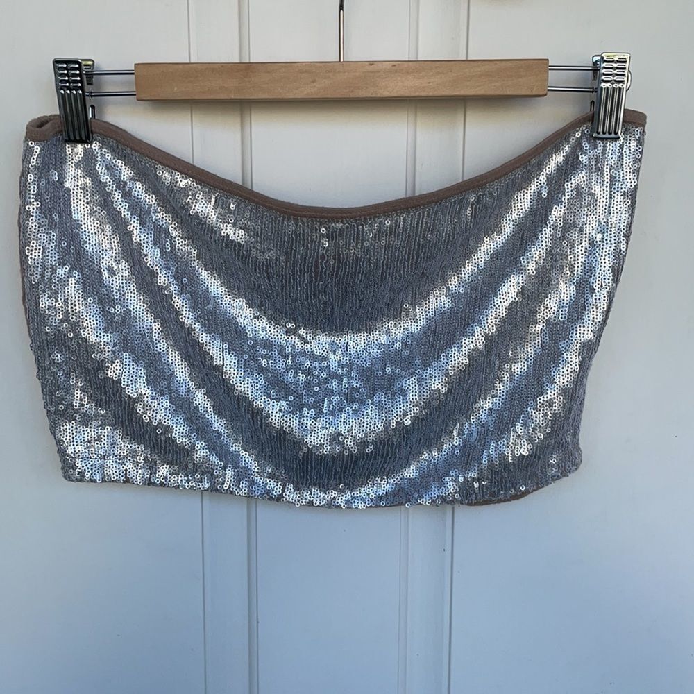 NWOT Silver sequined tube top by Chan Luu